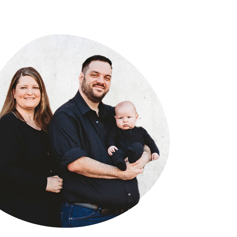 laura, zach (founders of crest branding systems) & their son, jack